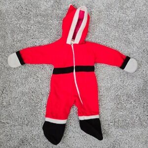 Vintage Infant Santa Sleeper Newborn Canadian Made Hooded Pajamas Holiday Cozy‎